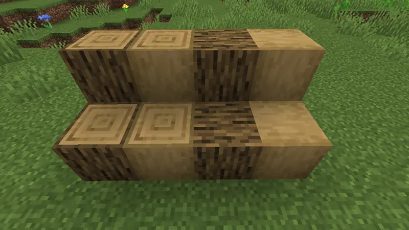 Block mới – stripped wood, prismarine slabs, blue ice, carved pumpkin