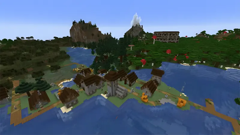 Large Taiga Village by Woodland Mansion