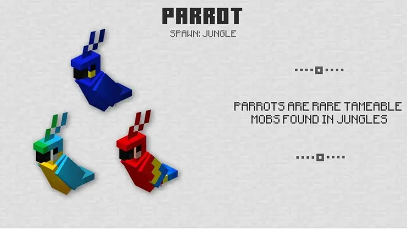 Parrot – sinh vật mới trong Minecraft 1. 2. 10