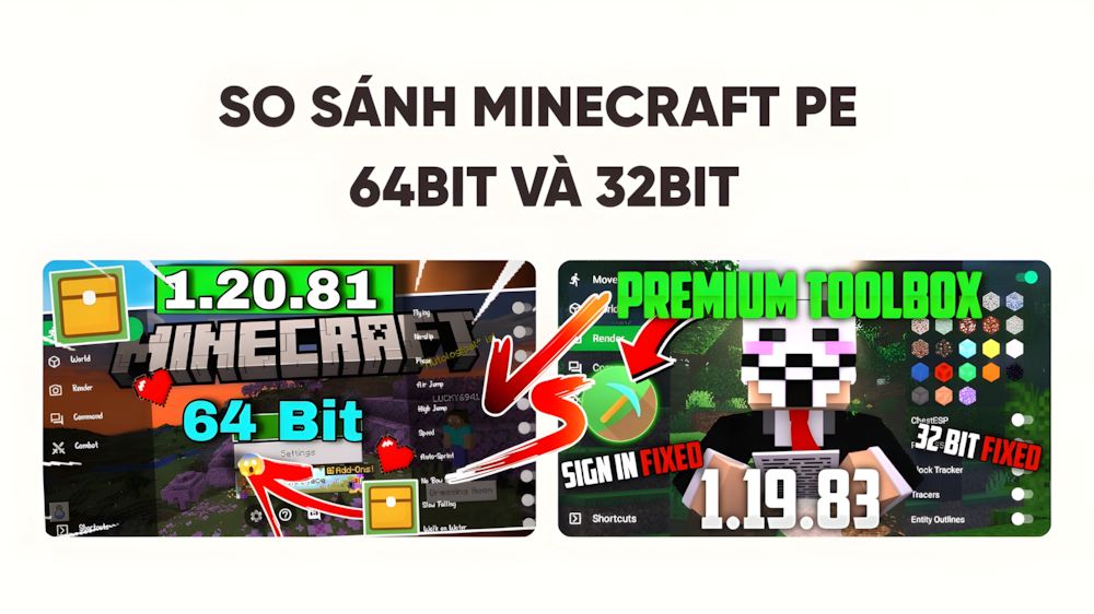 So sánh Minecraft PE 64bit và 32bit