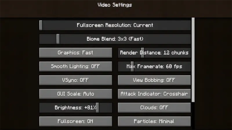 Thay đổi cài đặt video trong trò chơi Minecraft
