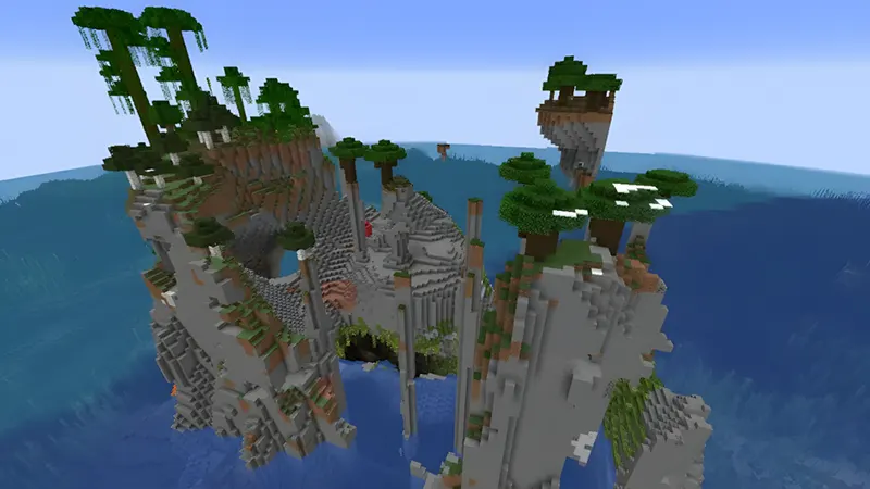Lush tree-topped lagoon