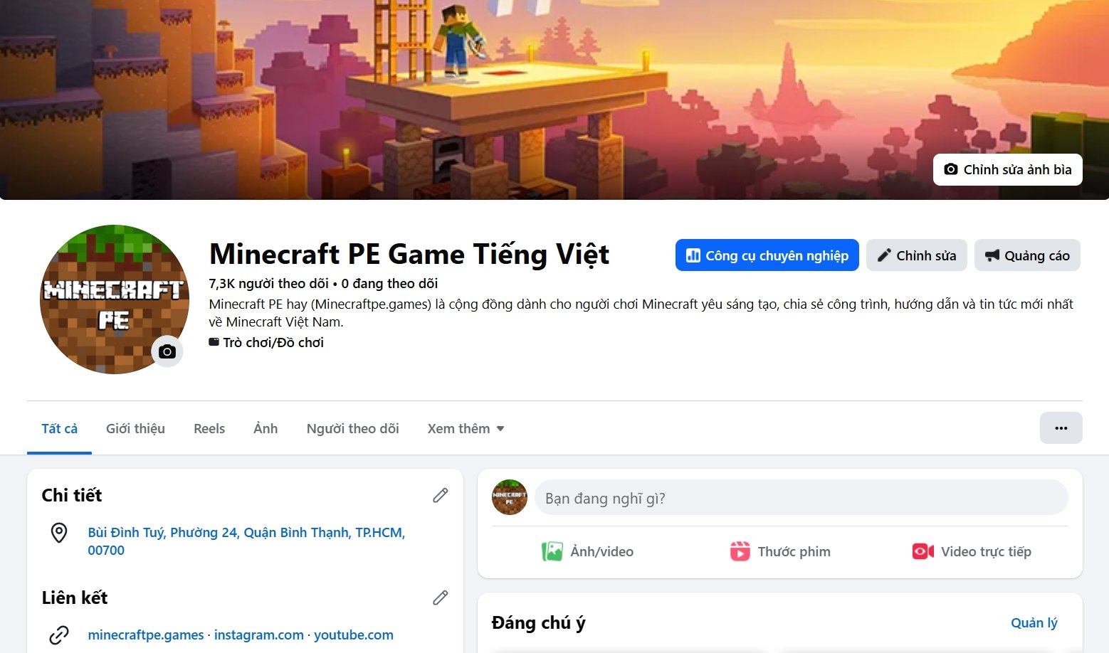 Fanpage - Minecraft PE Game Tiếng Việt